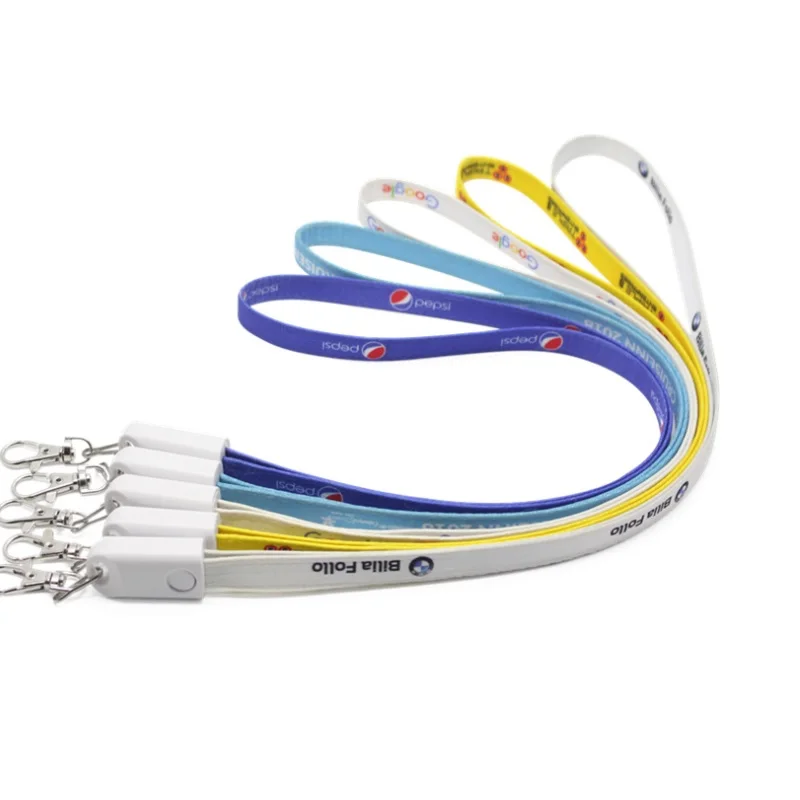 2-in-1 Custom Logo Usb Charging Cable Lanyard Brand Promotion Neck Strap ODM OEM  Manufacturer Usb Flash Drive Neck Strap