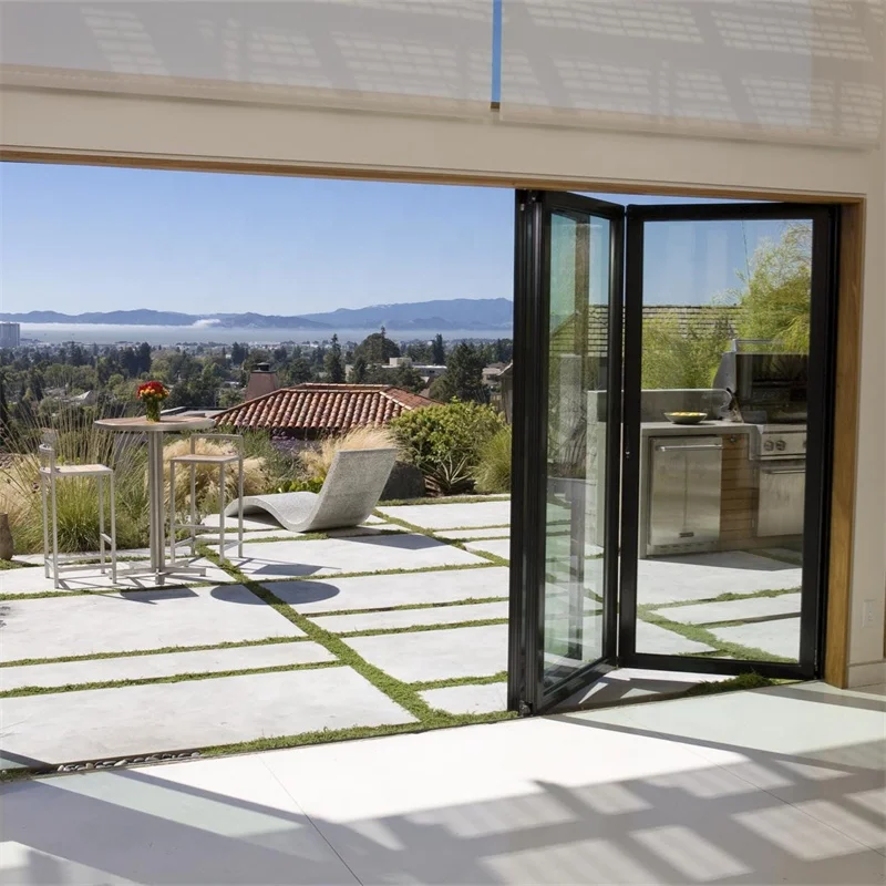 Aluminum Patio Bi Folding Door With Screen Aluminium Bi-Folding Glass Doors