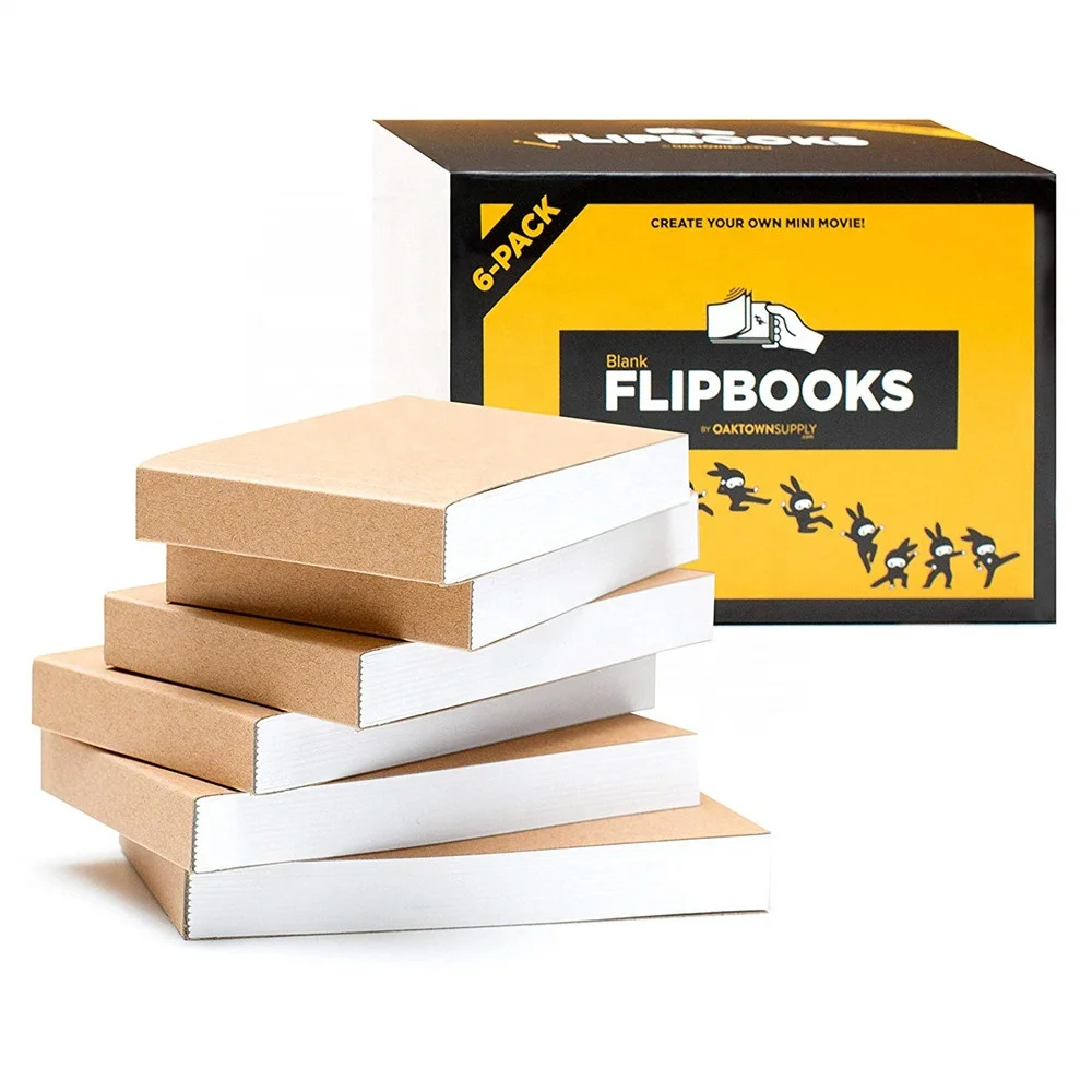 6 Pack Blank Flip Book Kit Animation for Kids, Mini Blank Flipbooksfor Sketching, Cartoon Creation