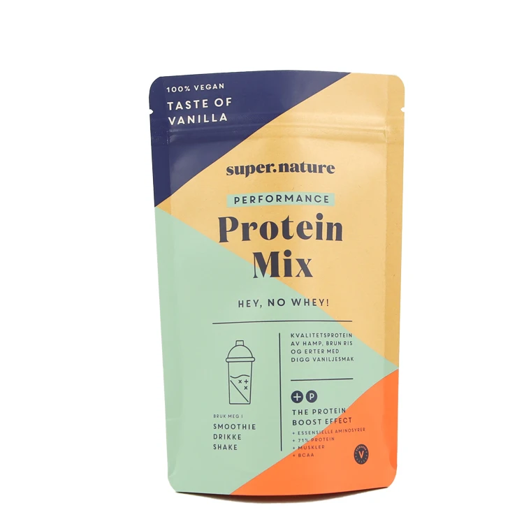 Zipper Top Custom Printed Biodegradable Zipper Food Packaging Pouch Flat Bottom Kraft Paper Coffee Tea Bag