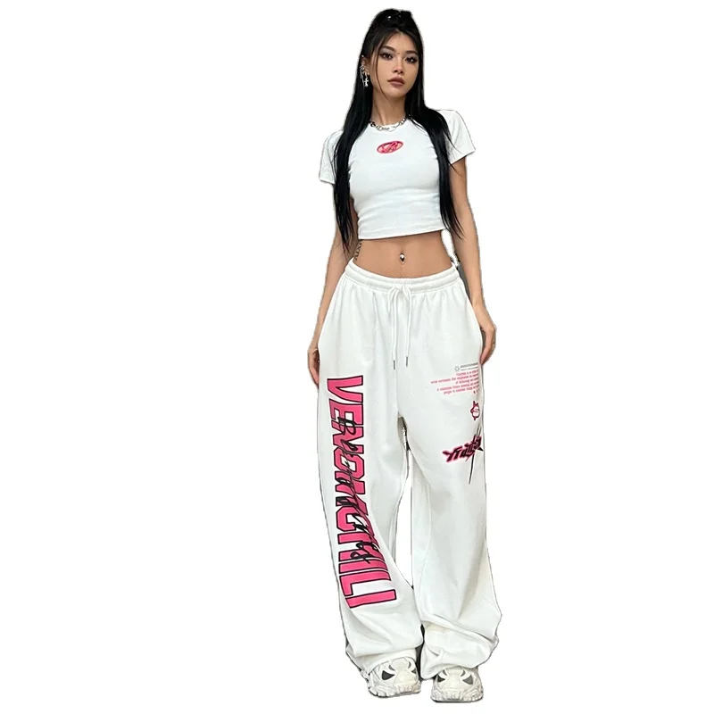 2023 New hiphop Casual Pants Sports Loose Dipped Large Printed Wide Leg Trousers European and American Style Street Dance