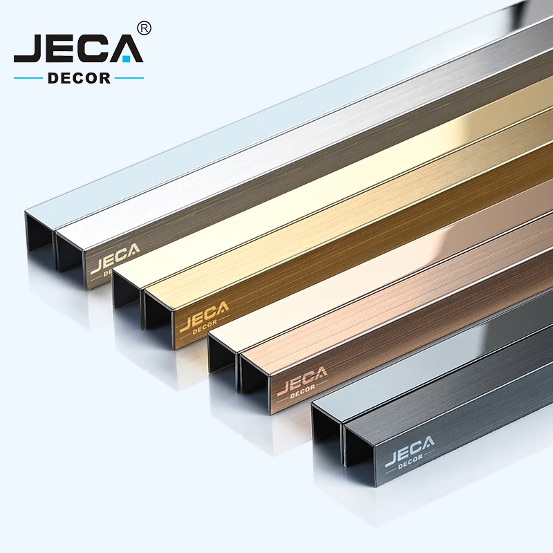 JECA Good Quality SS 304 Tile Trim U Shape Stainless Steel Wall Trim Inside Corner Metal Tile Edge Trim