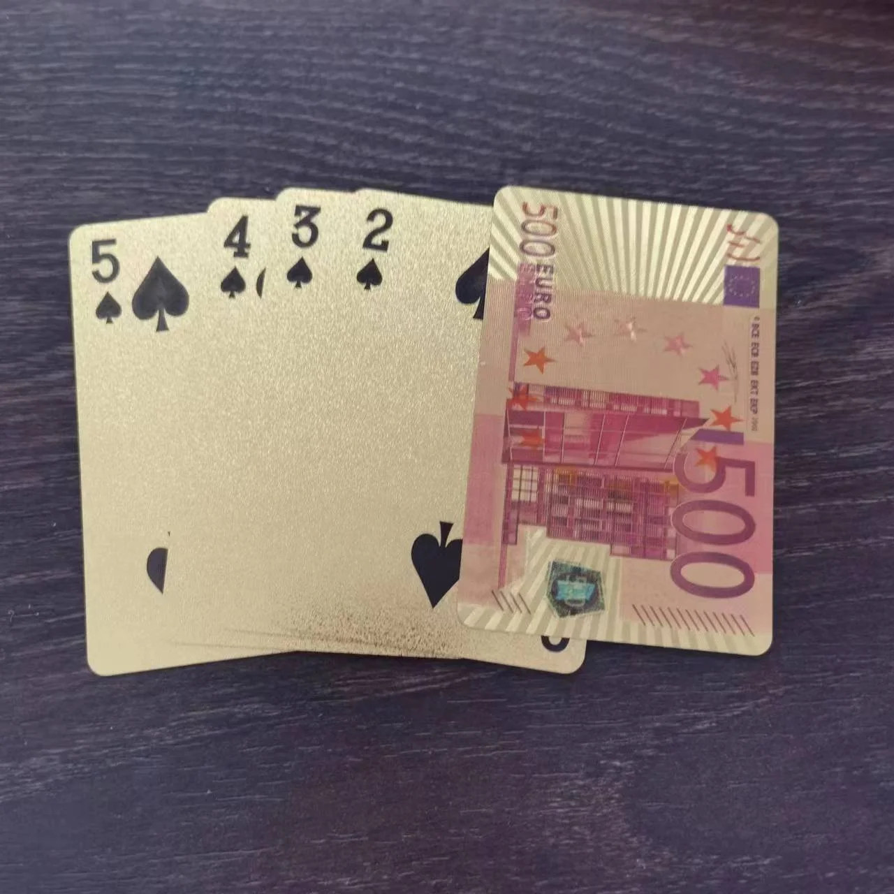 WHOLESALE CUSTOM 500 EURO PVC 24K GOLD PLAYING CARDS
