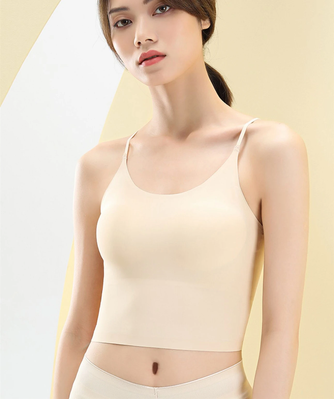 2020 new products seamless ice silk beauty back tube top elastic thin shoulder strap camisole