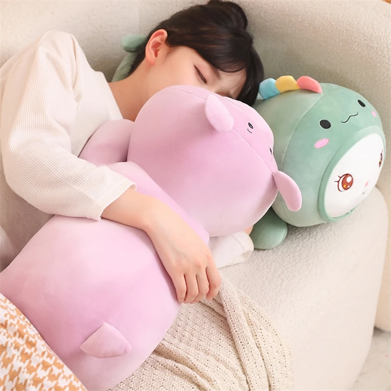 Creative bee dinosaur hippo shark pig plush toys sleep long pillow gift doll wholesale