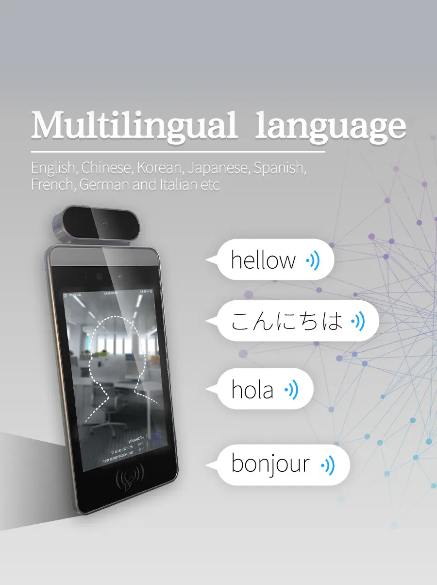 Hfsecurity RA08T Top Sale 8inch Biometric AI Face Recognition Device Control Access Fingerprint System Aluminum Alloy 1280X800