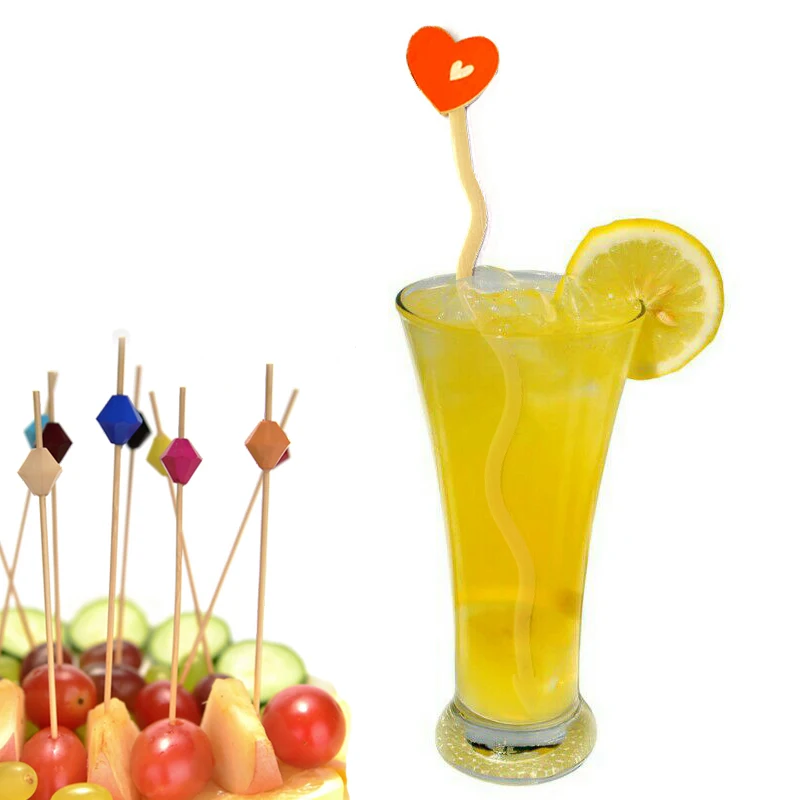 wholesale Biodegradable Bamboo Decorative Pick stirrer cocktail Bamboo Cocktail picks