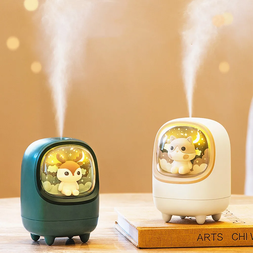 Portable LED Light Office Car Mini Christmas Elk  Air Humidifier Home Room Baby Cartoon Cute Cool Mist USB Ultrasonic Humidifier