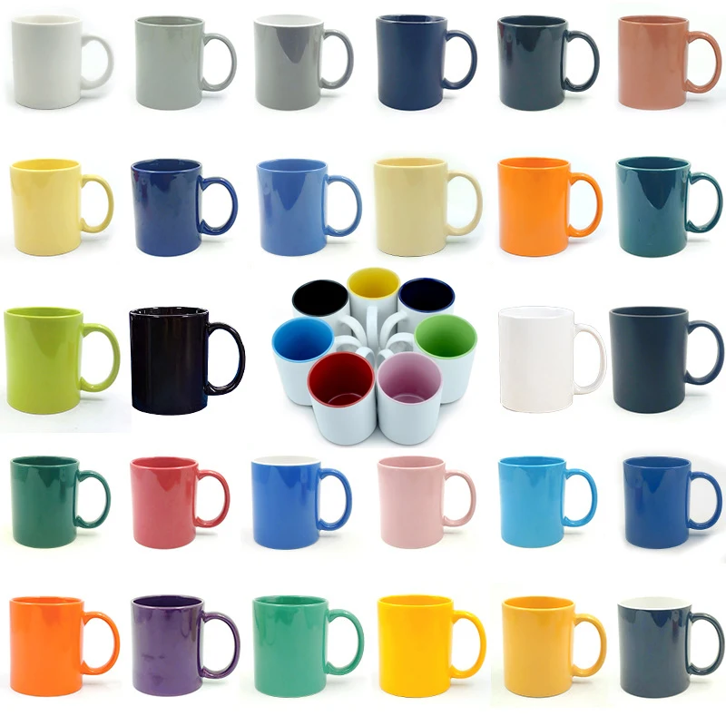 350ml 11/12oz Manufacturer Wholesale High Quality full colored color Glazed Ceramic Coffee Mug Sublimation Blank Mug