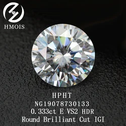 HMOIS jewelry 0.3ct 1ct 1.5ct wholesale VS1 lab created diamond HPHT rough synthetic round brilliant lab grown diamond igi