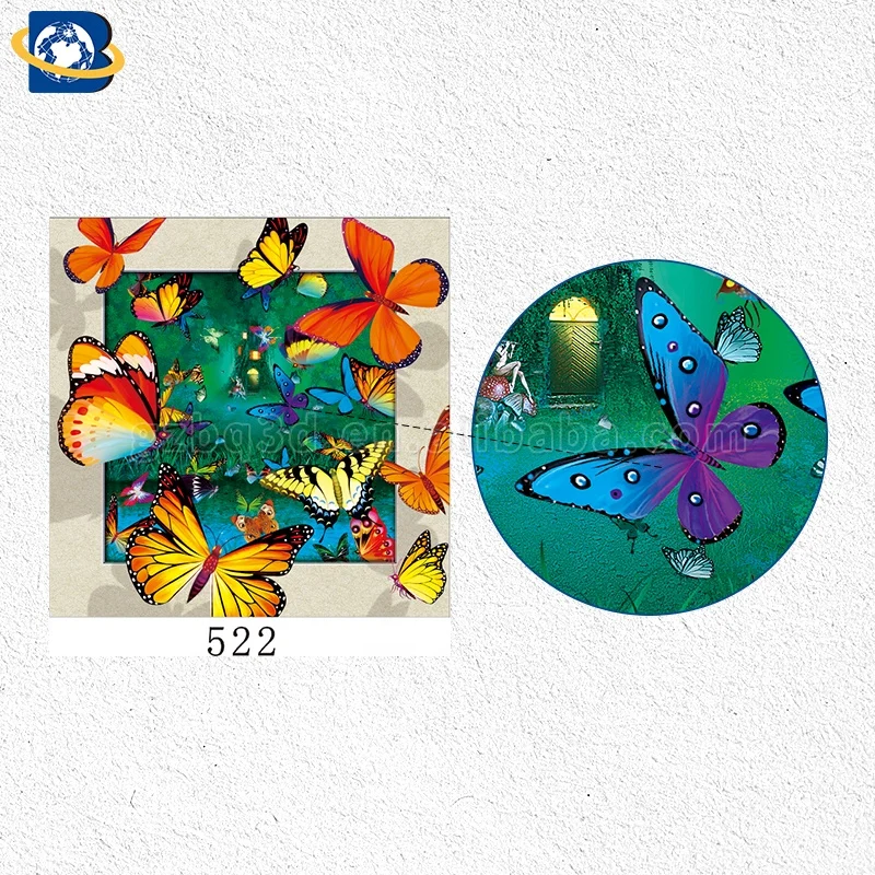 
Hot Sell 3D lenticular picture with beautiful butterfly 5D depth effect,40X40cm for home decoration 