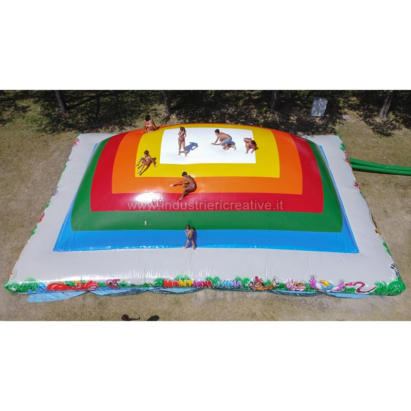 Large rainbow color inflatable airbag inflatable game montagne for kids outdoor play