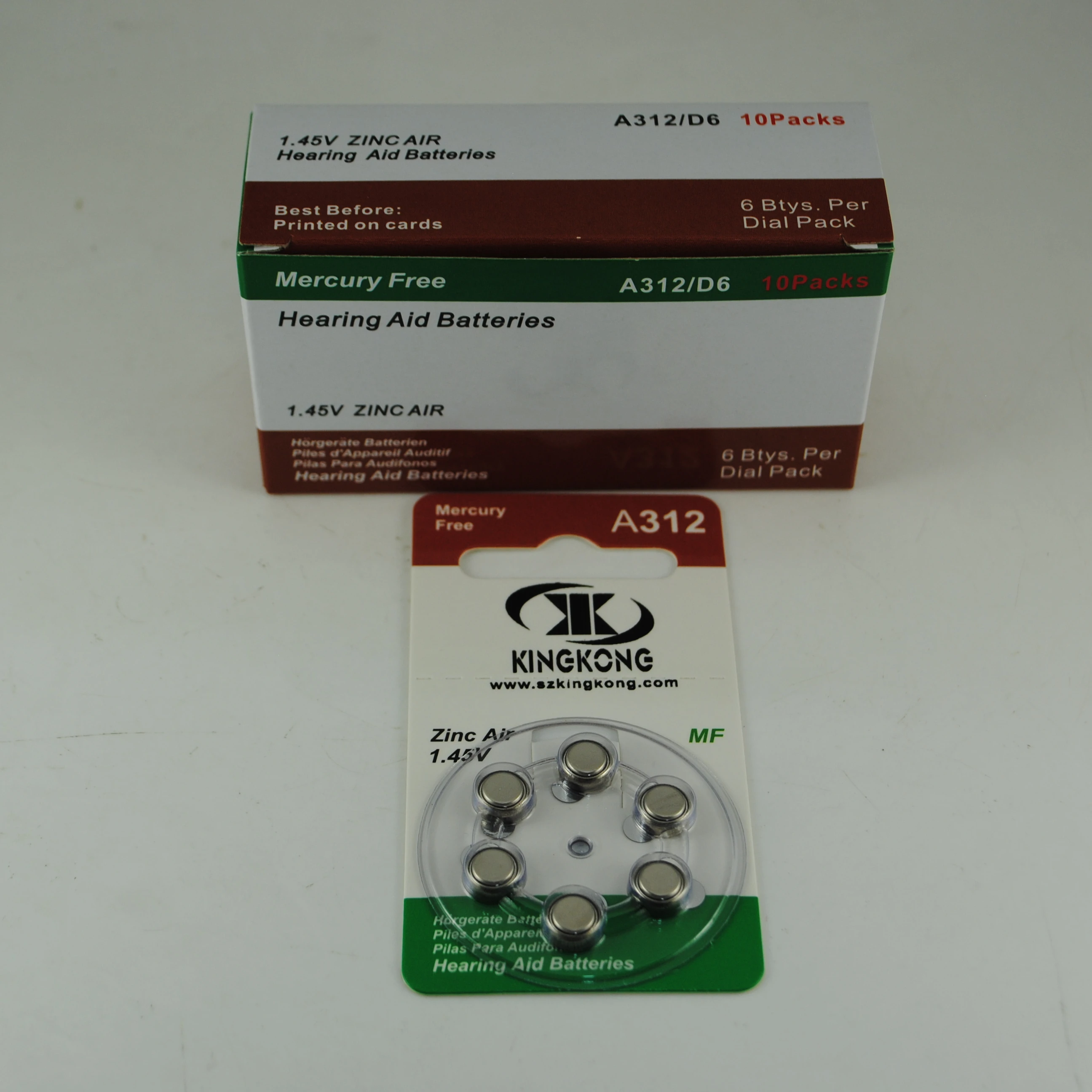 Kingkong brand PR41 A312 1.4v 170mAh zinc air Good Quality Hearing Aid Battery