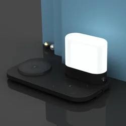3 in 1 LED Nightlight Wireless Charging Station 15W Mobile Phone Fast Charger for AirPods Wireless Charging Lamp