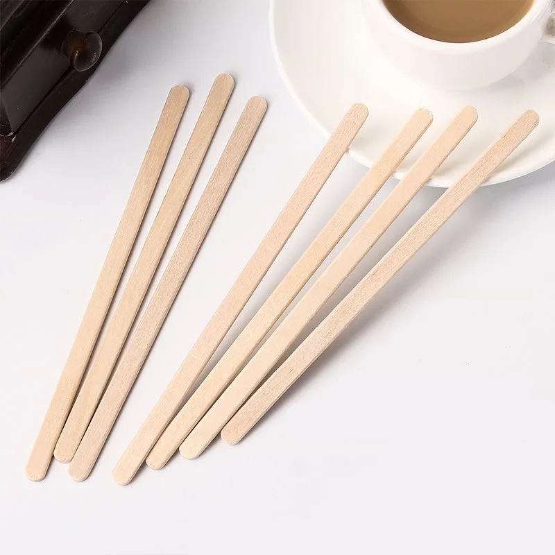 Custom Compostable Coffees Wood Stirrer 110mm Disposable Natural Wooden Coffee Stirring Stick