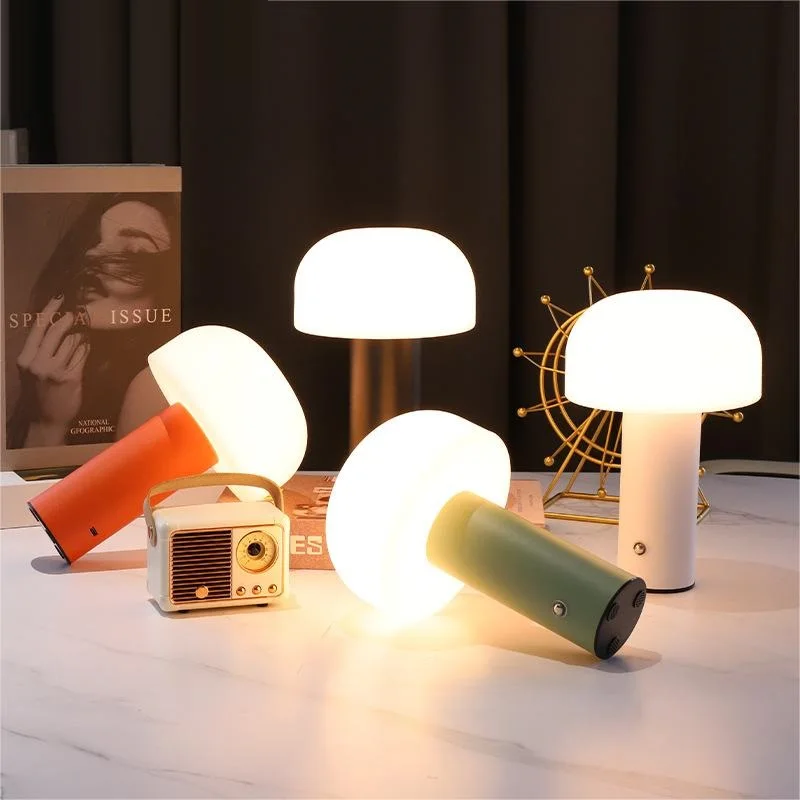 Custom USB Charging Cross-Border Mushroom Decorative Table Lamp Cordless Rechargeable Night Light Touch Control LED Reading
