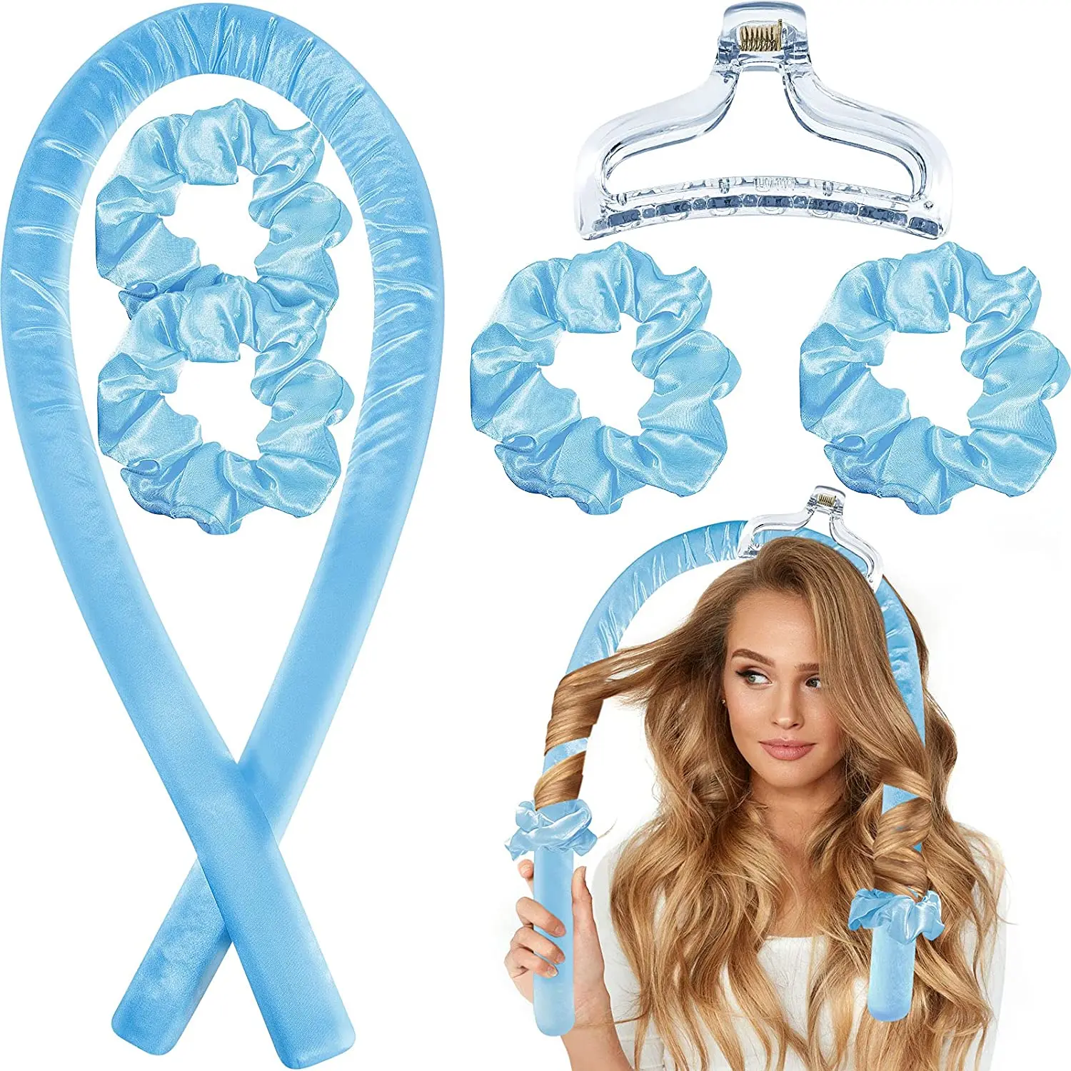 
 Бесшумная бигуди, повязка на голову, без нагрева, завитки, шелковая лента, ролик для волос с зажимами, Мягкая повязка на голову, Формирователи волн, бигуди для волос  