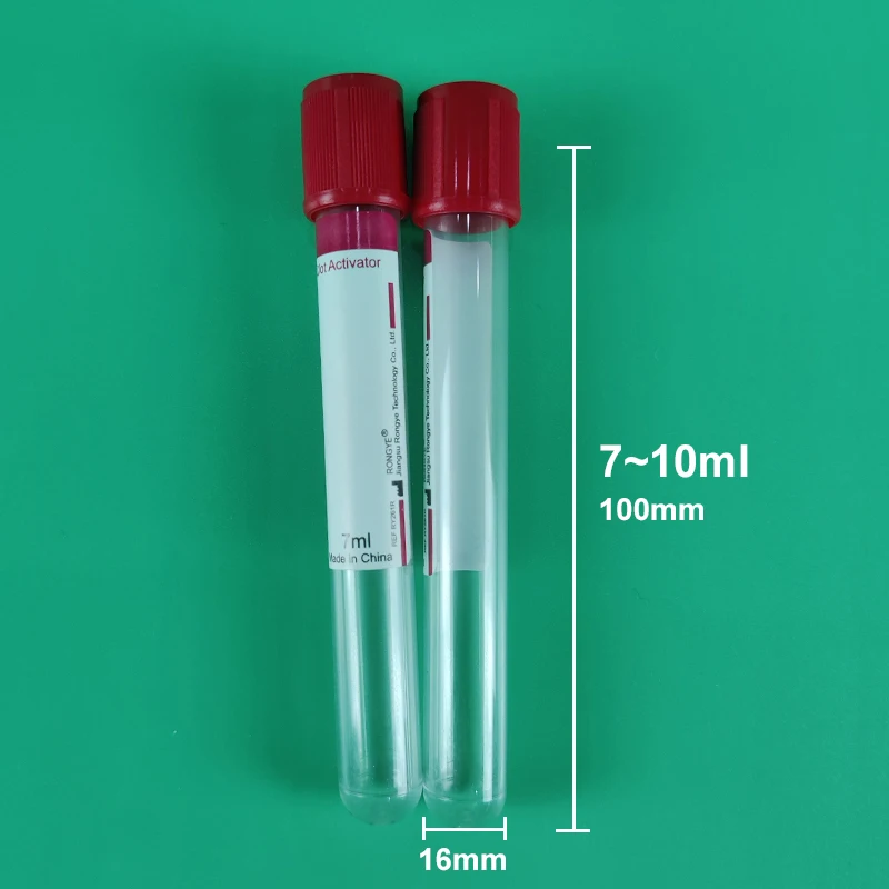 16x100mm 7-10ml Glass/PET Pro-coagulation tube Clot Activator Vacuum Blood Collection Tube