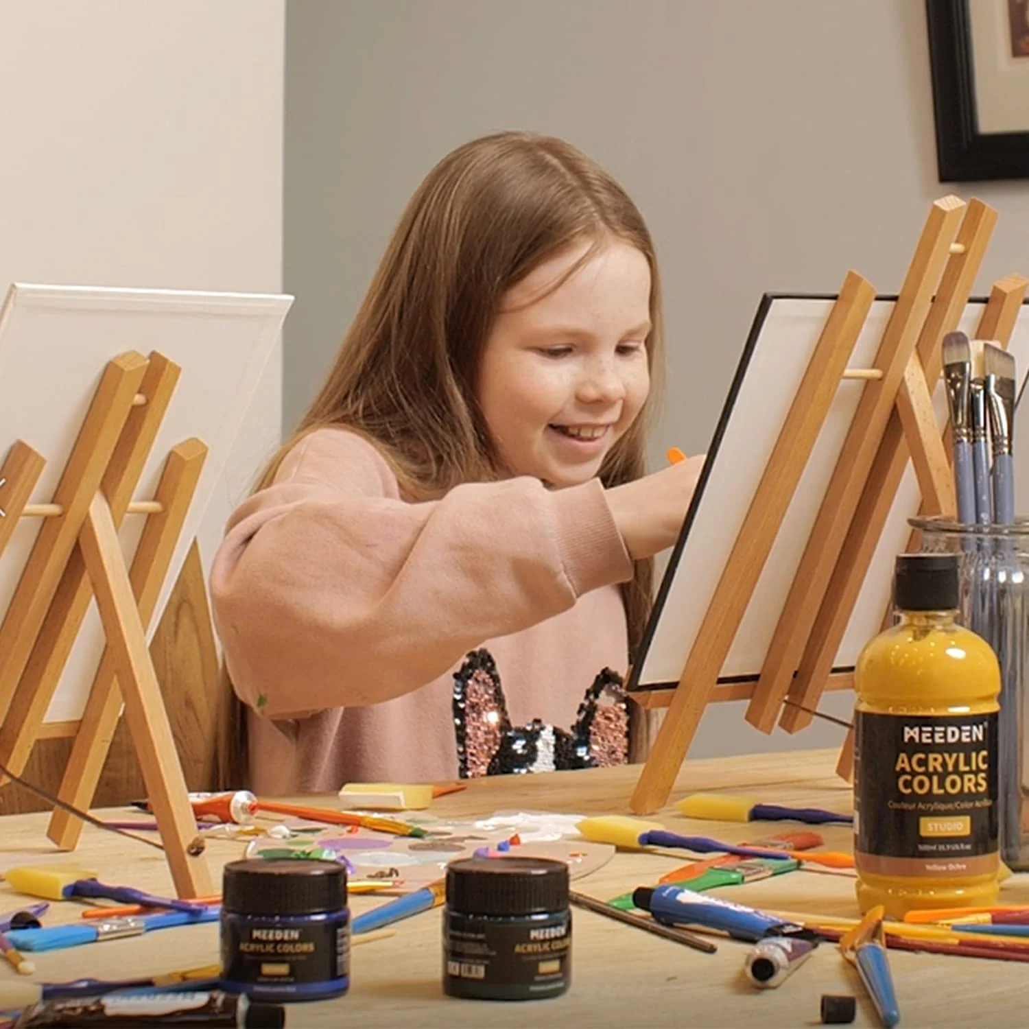 MEEDEN 12Pcs 11.8 Tabletop Display Easel - Solid Beech Wood Easel Painting Triangle Easel Stand