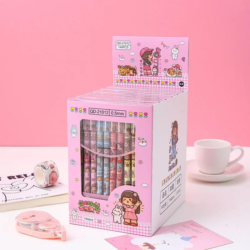 Creative cartoon cute straight stick neutral pen student high appearance level can erase office gift pen signature pen