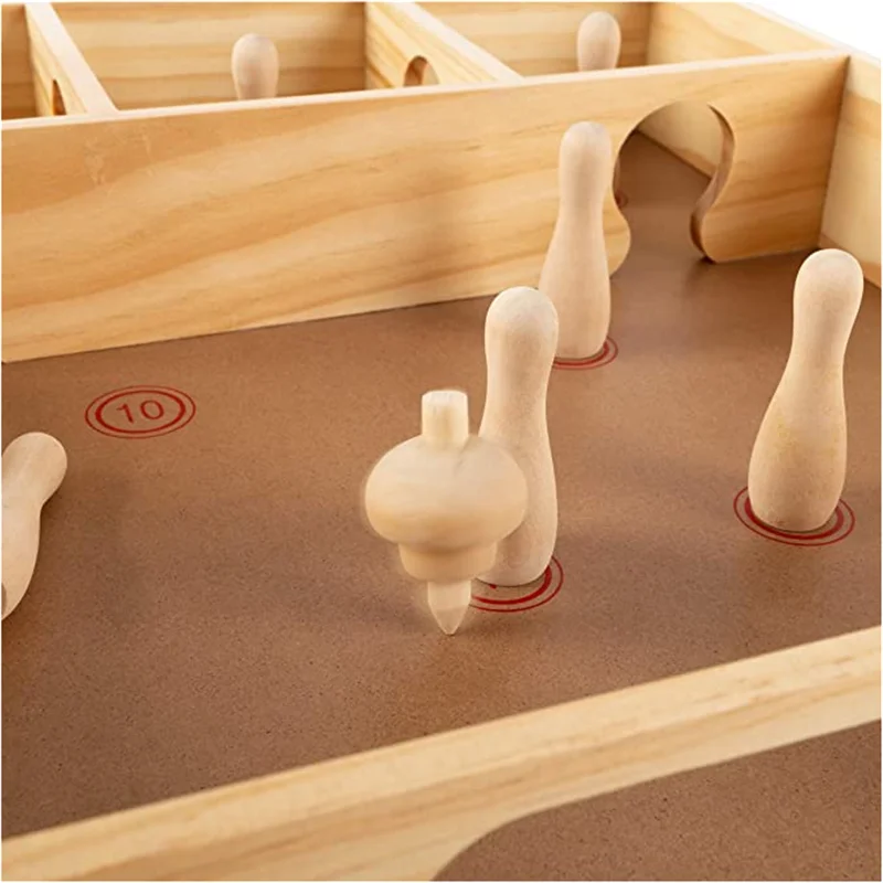Customized best selling Set for children entertainment family play toy game Champion Compact Wooden Table Top Skittles Game