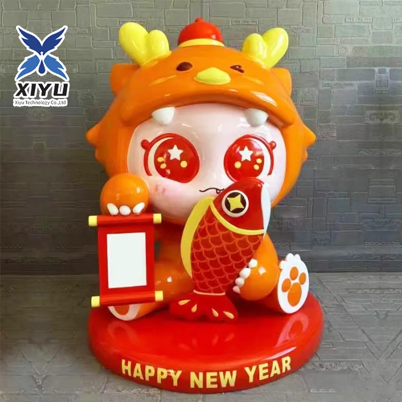Cute Cartoon Characters New YearTheme Party decoration resin crafts fiberglass display piece