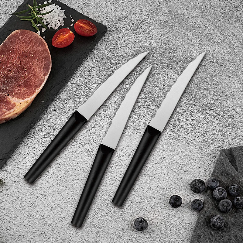 High Quality Stainless Steel PP Handle Steak Knives 6 Pcs Steak Knife Set with black Handle