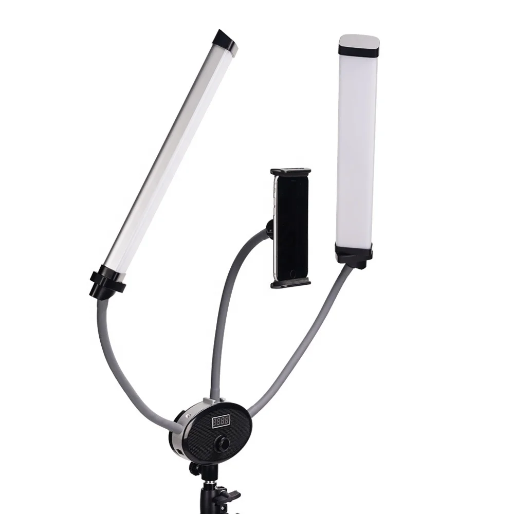 battery operated 60W professional lighting double arm tik tok ring led moon light lamp for lashes beauty salon tattoo makeup