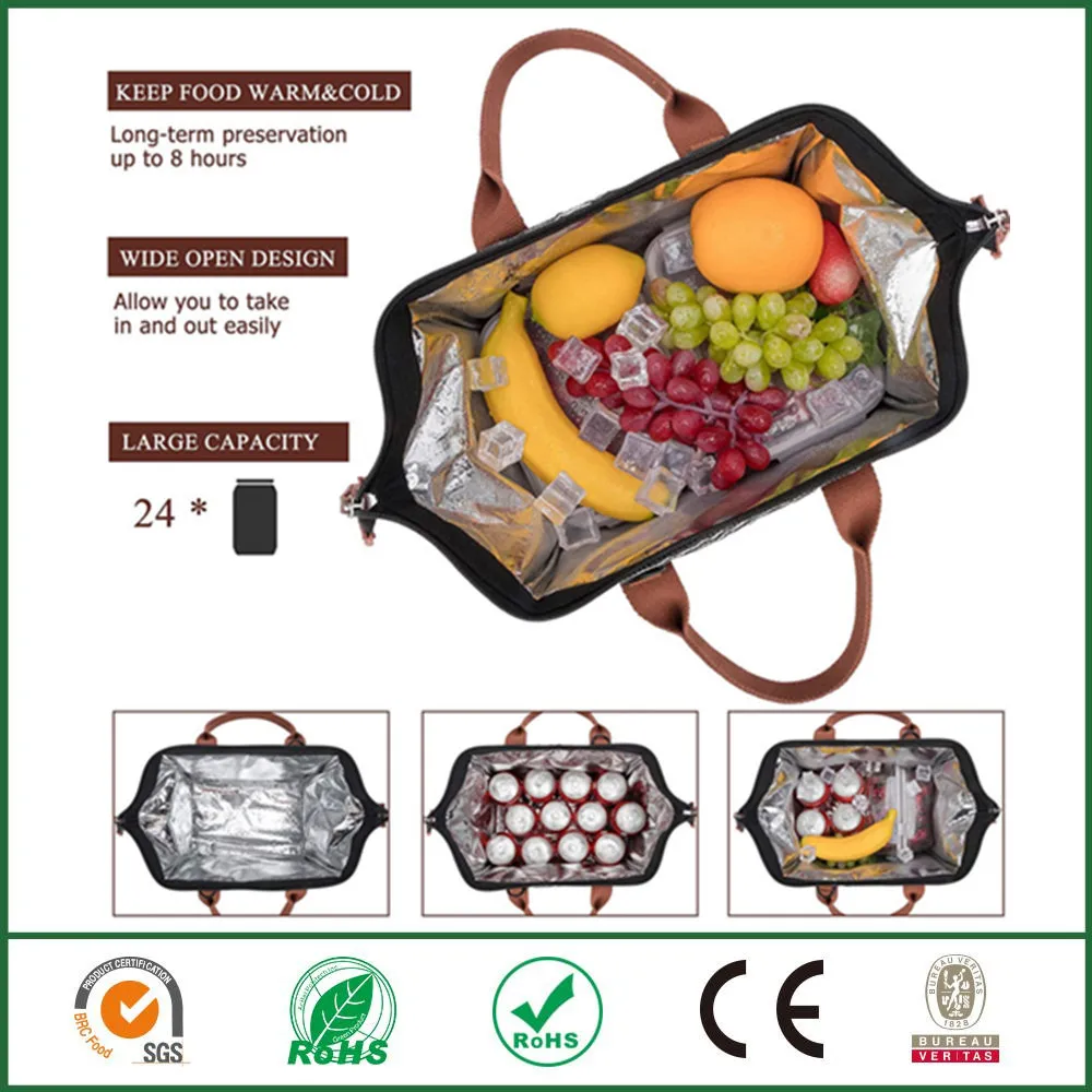 Custom cooler bag Durable Insulated Lunch Bag with adjustable Shoulder Strap for women Work Picnic Hiking