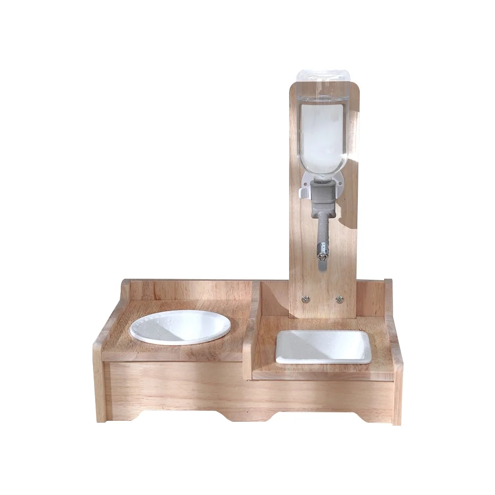 Wood Pet Bowl Adjustable Heights Pet Bowls Feeders Elevated Pet Bowl for Puppy and Cats