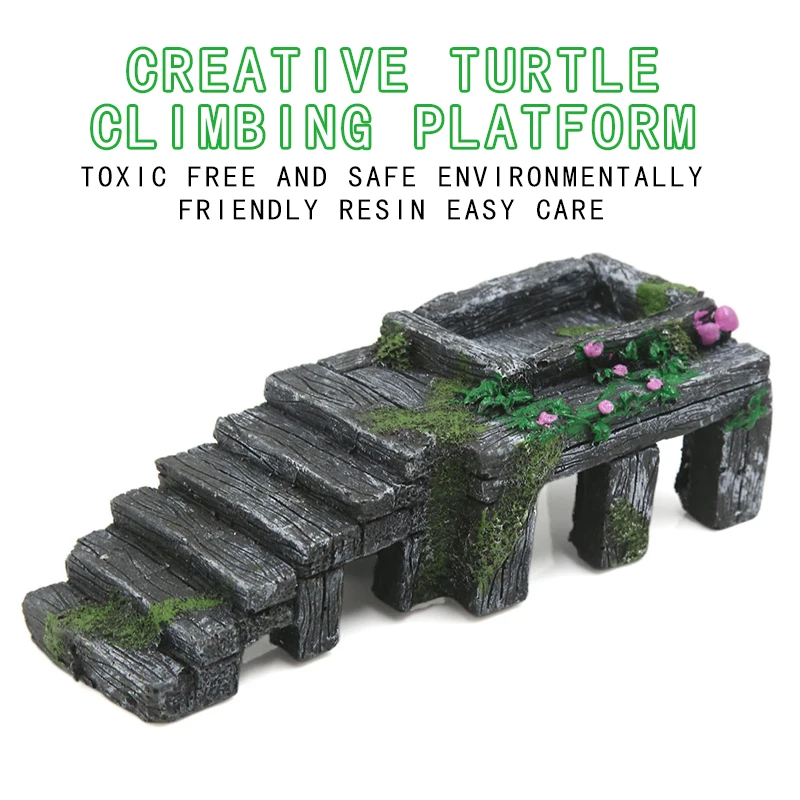 Aquarium fish tank turtle reptile rock platform terrace aquarium decoration turtle hole