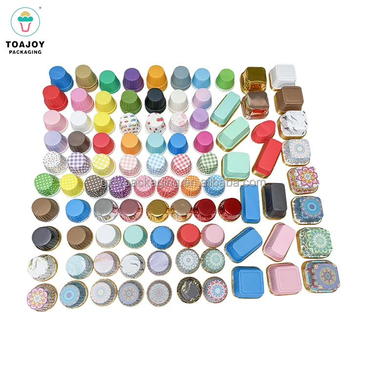 Food Grade Paper Dessert Baking Cups Case Greaseproof Recyclable Cupcake Liner Foil Baking Cup Muffin Curl Cup