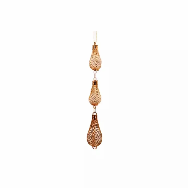 New Listing Metal Wire Golden Glass Icicle Ornament Crafts Wedding And Acrylic Christmas Tree Pendant