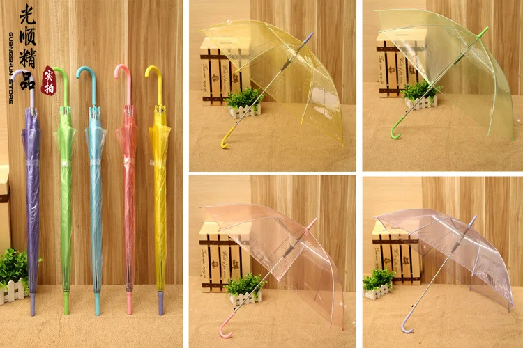 Custom color transparent auto open straight umbrella with logo prints