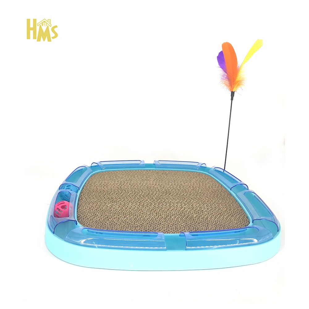 HMS, игрушка для домашних животных, на заказ, высокое качество, ПП перо, Когтеточка с 2 мячиками для кошек