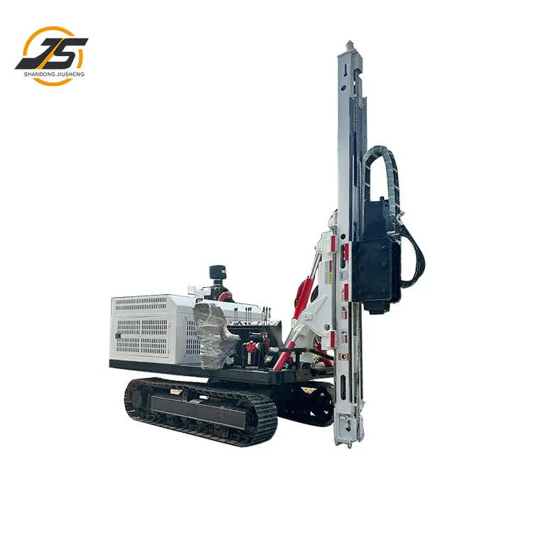 360 degree rotating solar powered drilling rig with hydraulic drilling hole and spiral drilling rig