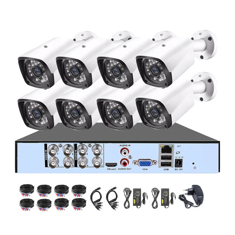 2MP 4CH Outdoor Indoor Metal Camera AHD Home Security cctv camera with dvr hdcvi hikivision digital video recorder