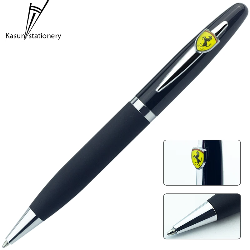 Soft Rubber Ball Point Pens Bright RED Pen with Epoxy Unique LOGO on the Silver Clip