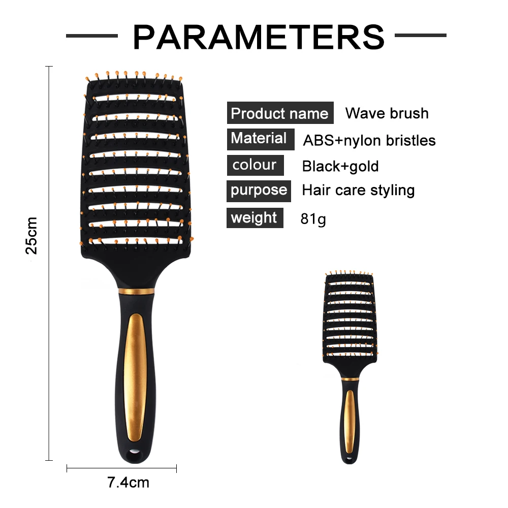 Fashional italy styling curved vent hair brush light drying fast curly ladies hair brush