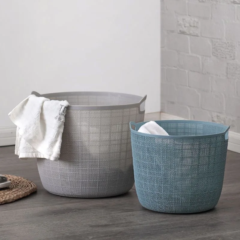 Woven plastic storage basket, 3-color  white  grey  blue woven storage box