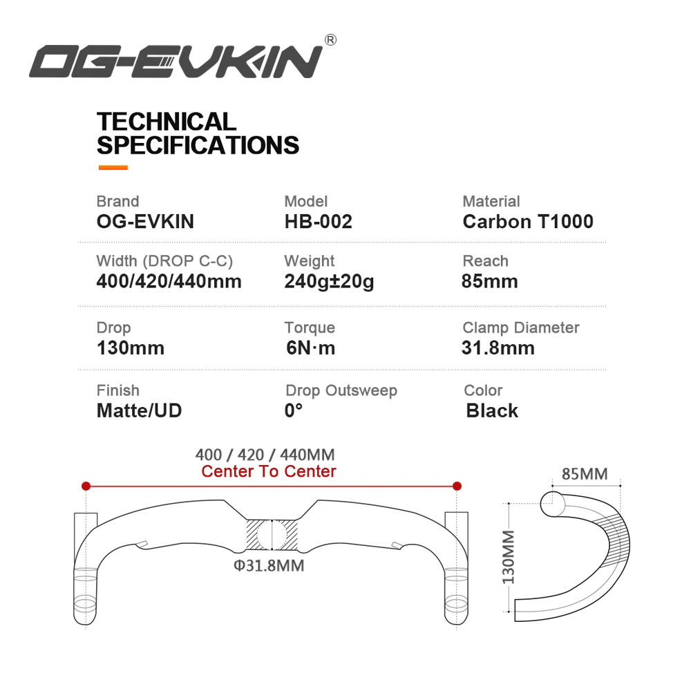OG-EVKIN HB-002 AERO руль из углеродного волокна 31 8 мм 400/420/440 шоссейный велосипед/MTB для велосипеда велосипед рукоятка Запчасти велосипедов