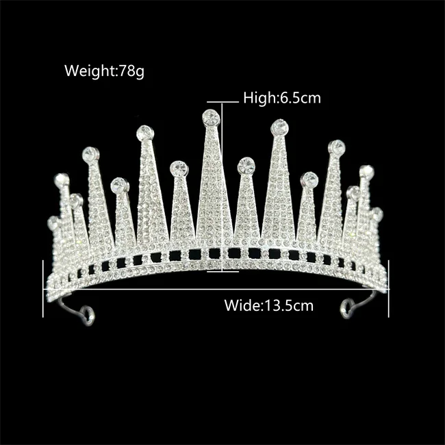Fashion Women Silver Crystal Bride Crown Headbands Princess Queen Tiaras and Crowns Bridal Wedding Hair Jewelry Head Accessories