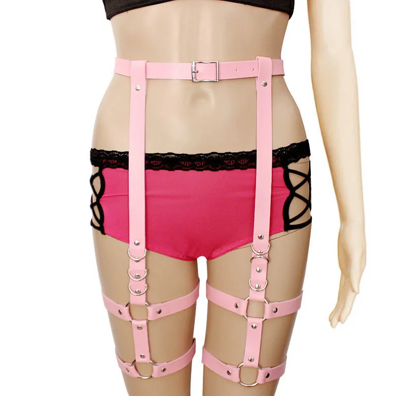 
Colorful Women Sexy Pu leather Harness Leg Pu Garter Sexy Lingerie 