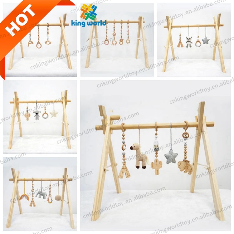 Printed Eco-Friendly Cotton Non-Toxic Wood Play Mats Baby Fitness Frame Wooden Play Mat Infant Activity Gym Montessori Toys