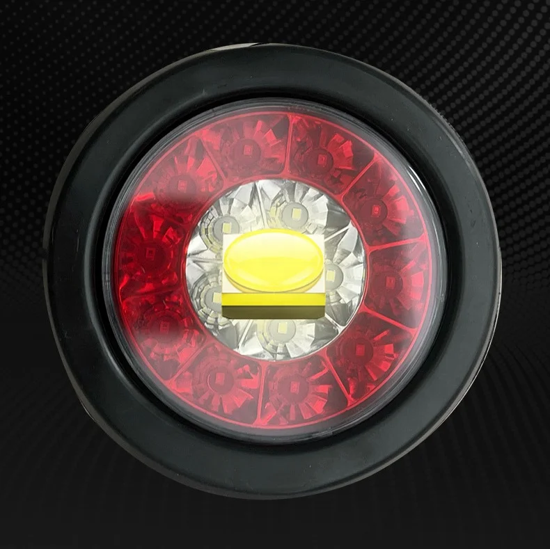 24V 16 LED Car Round Taillights Rear fog Light Stop Brake Running Reverse Lamp For Truck Trailer Lorry