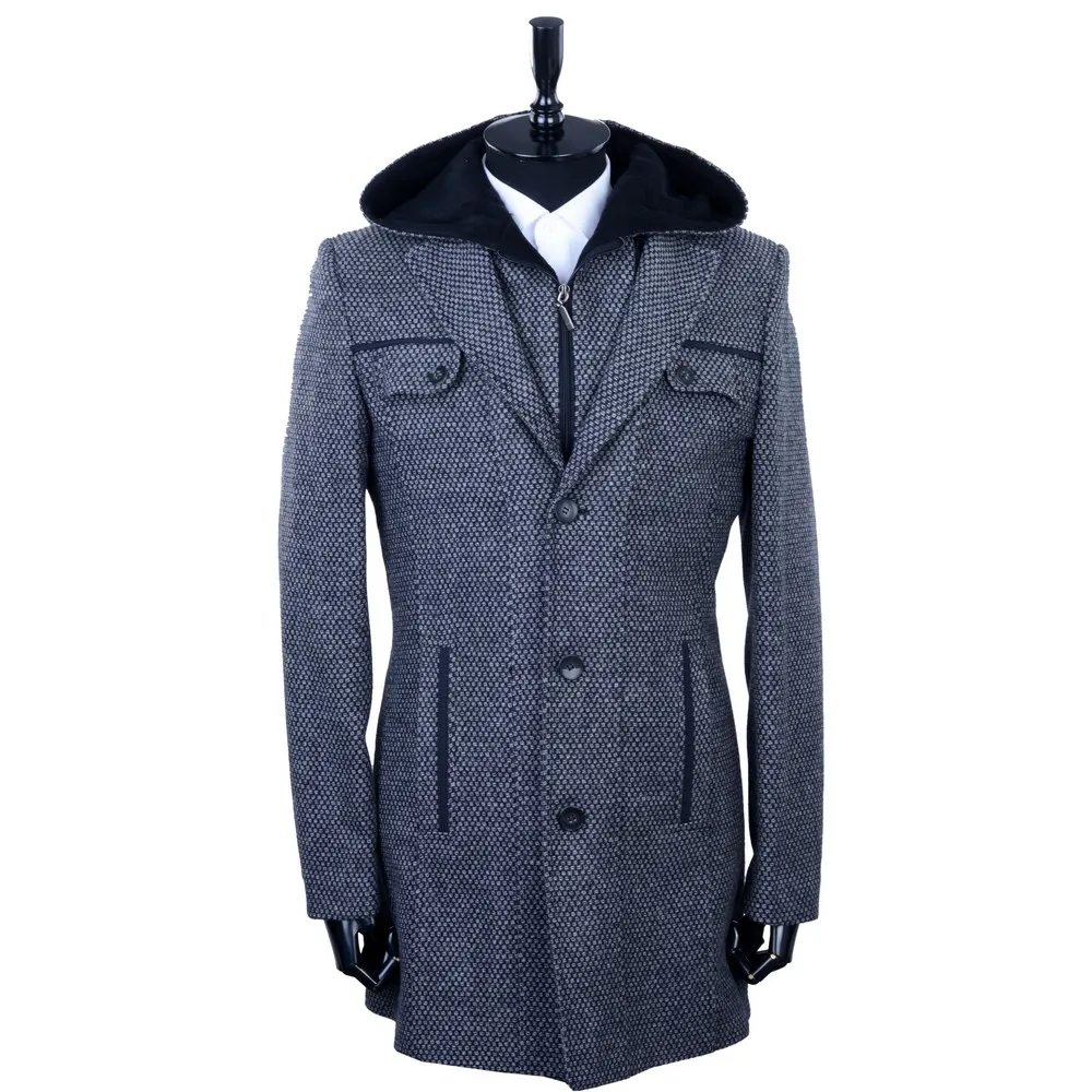 New Design Long Wool Blend Overcoat for Men Thick Winter Mens Coat
