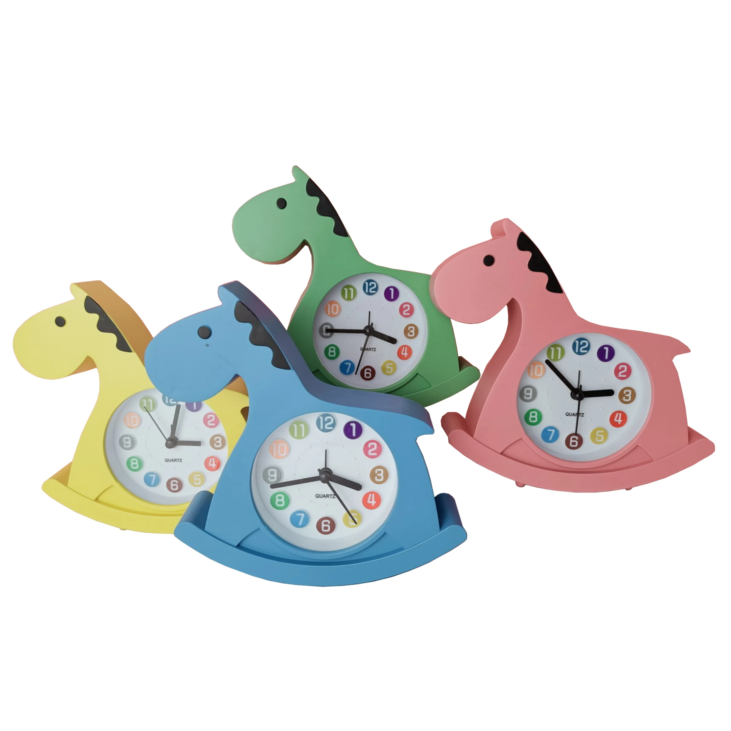 Симпатичный Ретро Аналоговый Будильник В индустриальном стиле деревянный в форме лошади с 3D Цифрами Кварцевые часы для детского стола