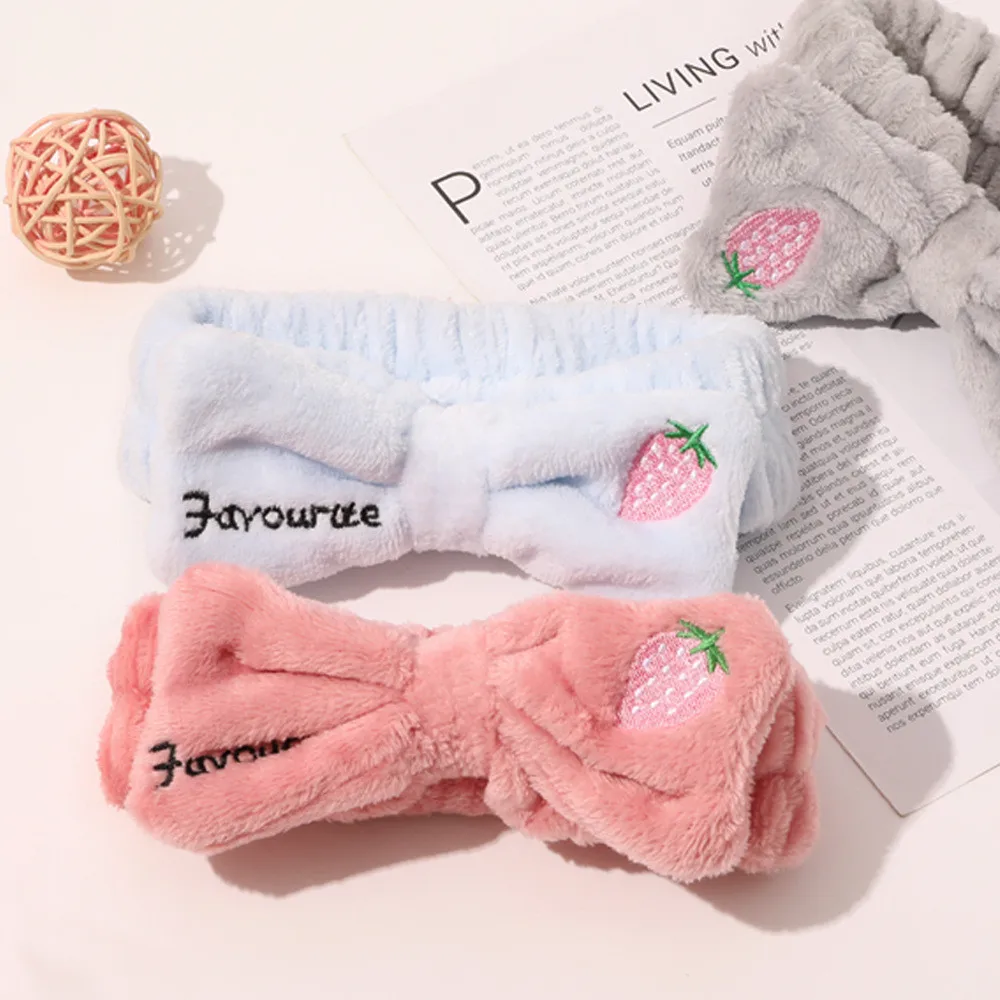 Bath Photo Prop Hair Accessories Women Girls Cute Coral Fleece Cat Ears Elastic Headbands Soft Comfortable Wash Face