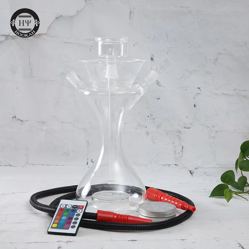Wholesale High Quality Customized Creative Mini Tobacco Hookah Shisha Set Portable Glass Shisha with LED and Mirror Techniques