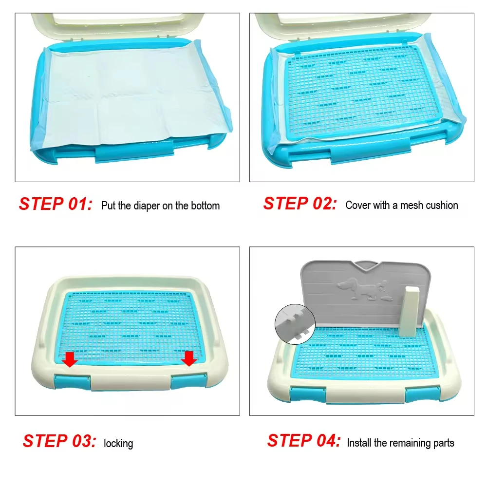 MMG Eco Friendly Pet Dog Toilet Dog Puppy Potty Training Tray Indoor Pet Dog Toilet With Anti-Splash Fence